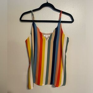 NWOT Socialite Rainbow Scalloped Tank Top